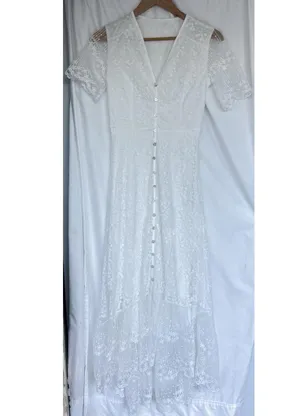 White Embroidered Floral Maxi Dress Flutter Sleeve Bridal Wedding Guest Fairy thumbnail 1