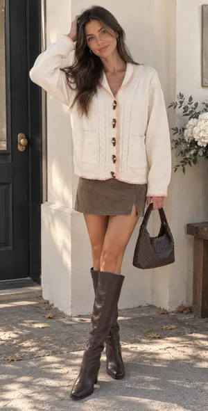 Jacquie The Label Tarrah Cable Knit Toggle Button Cream Cardigan Pink Trim thumbnail 1