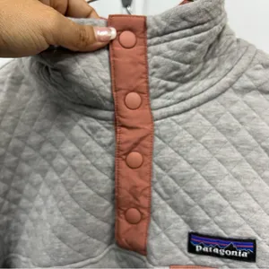 Patagonia Quilted Gray sweatshirt organic cotton snap pullover Sweater thumbnail 9