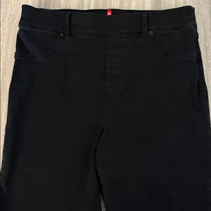 Spanx Cropped Flare Raw Hem Black Denim Jeans Size Large thumbnail 5