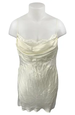 For Love & Lemons Cream Silk Satin Sleeveless Lace Cowl Cami Tank Mini Dress XL thumbnail 1