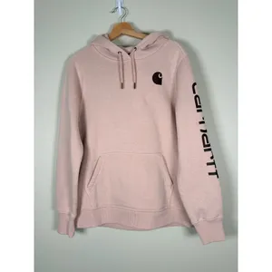 Carhartt Womens Relaxed Fit Logo Graphic Hoodie Heather Pink Large‎ L 12-14 thumbnail 2