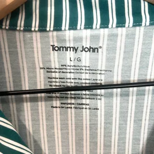 Tommy John Green Striped Women's Pajama Top Long Sleeve Button Down thumbnail 2