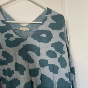 La Miel Blue Animal Print Dolman Sweater thumbnail 3