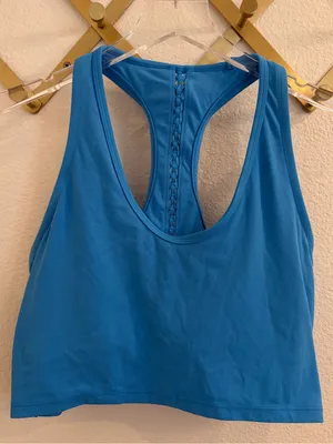 Offline by Aerie Real Me Xtra Macrame Racerback Sports Bra XL Blue thumbnail 1