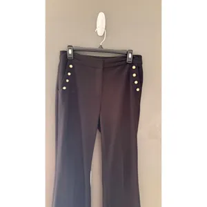 The Boot Womens Black Sailor Bootcut‎ Pants Gold Pearl Buttons Size 6 Mid Rise thumbnail 3