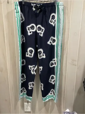 Cute silky classic navy roses mint striped Victoria’s Secret pajama pants cozy thumbnail 8
