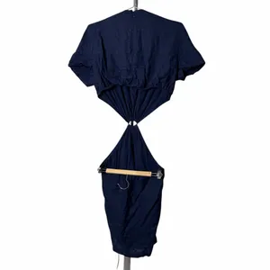 STAUD‎ Epona Linen Navy Cut Out Mini Dress thumbnail 7