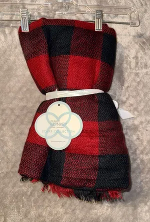Funky Monkey Fashion Accessories Red and Black Buffalo Check Scarf thumbnail 1