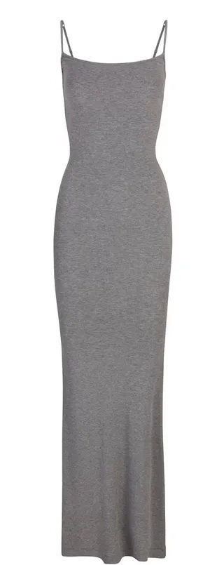 SKIMS Long Slip Dress Soft Lounge Heather Grey thumbnail 1