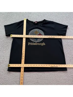 Y2K Pittsburgh Steelers Rhinestone Bling T-Shirt Women’s XL Black NFL Football thumbnail 3