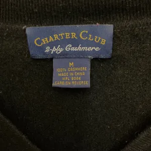 Charter Club Black 100% Cashmere 2-Ply Polo V-Neck Sweater Womens Medium thumbnail 4