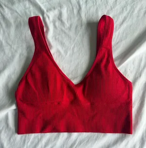 red aeropostable ribbed seriously soft sports bra thumbnail 1