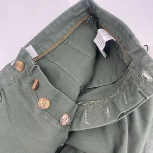 EVIDNT Pants Size 25 Cropped Chino Wide Leg High Waist NWT Green 100% Cotton thumbnail 8