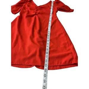 She +‎ Sky Red Ruched V-Neck Puff Sleeve Mini Dress SS8873 Womens Size Medium thumbnail 8