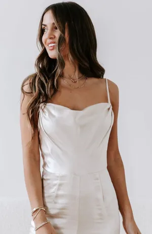 VICI Champagne Satin Cowl Neck Jumpsuit thumbnail 2