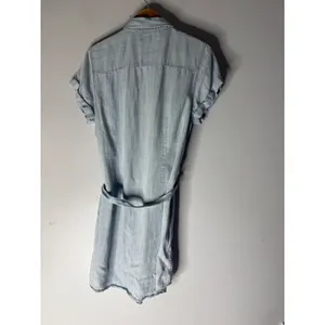 Untuckit chambray denim button down shirt‎ dress tie waist size 12 thumbnail 2