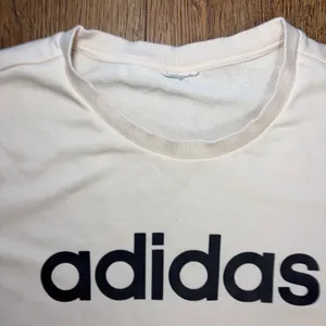 Adidas Crewneck Sweatshirt Cream Tan Black Embroidered Logo Pullover‎ Womens S thumbnail 3