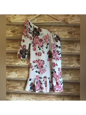 Indulge In Style floral one shoulder bell sleeve Medium dress thumbnail 3