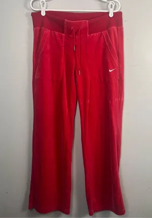 Y2K vintage Hot Pink Nike Velour sweat pants wide leg size medium thumbnail 1