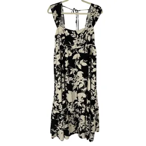 Baltic Born Aita Maxi Dress Black Ivory Floral Tiered Maternity Friendly Size L thumbnail 3