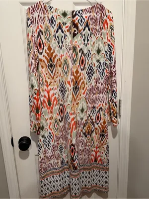 Tommy Bahama Ikat Print Shift Dress Large Boho 3/4 Sleeve Resort thumbnail 5