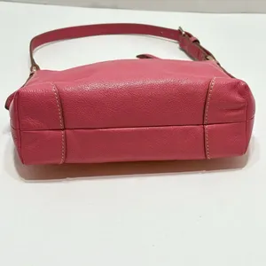 Dooney & Bourke Pink Pebbled Leather Small Shoulder Bag Purse Gold Logo Plate thumbnail 8
