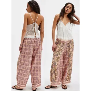 Free People Bohemian Wide Leg Lantern Laurel Canyon Pants Apricot Combo Medium thumbnail 8