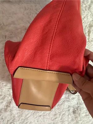 Isaac Mizrahi Pale Red and Tan Leather Tote thumbnail 12