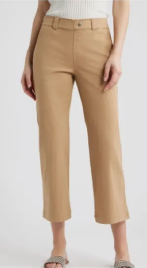 Hue Kick Flare Stretch Cotton Pull-On Pants, Tannin, Size Medium, NWT thumbnail 1