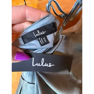 Lulus Signature Elegance Slate Blue Satin One-Shoulder Maxi Dress Prom X-Small thumbnail 7