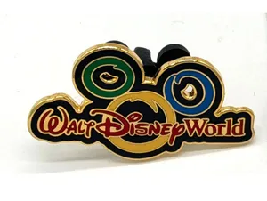 Disney Pin Walt Disney World WDW Logo Mickey Mouse Ears Blue Green Yellow thumbnail 1