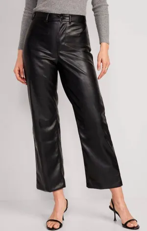 Old Navy High-Waisted Faux-Leather Cropped Wide-Leg Pants thumbnail 1