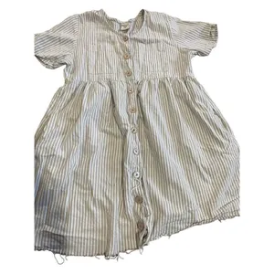 Béchamel tan & white striped a-line dress‎ cottage boho sz Med Petite thumbnail 6