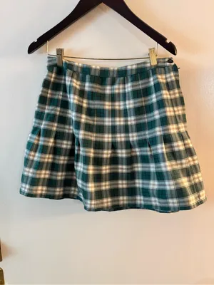 Urban Outfitters UO Plaid Green Mini Skirt Large thumbnail 2