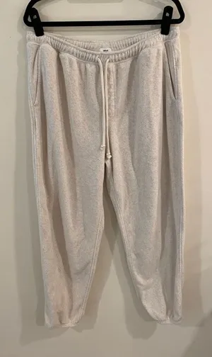 Aerie Fleece Jogger Cream Color Size Large thumbnail 1