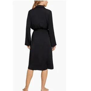 Barefoot Dreams Tie Waist Satin Robe, Luxury Comfort,‎ Black Size Medium, NWT thumbnail 2