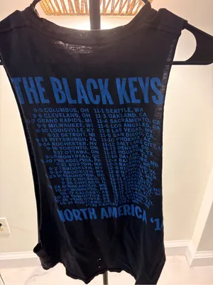 Vintage The Black Keys Tour Graphic Muscle Tee - Blue on Black thumbnail 3