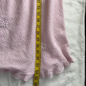 Pink Miss Elaine's nightgown pajamas dress white scallop diamond neckline trim floral embroidery #cottagecore #fairycore Measurement in pics thumbnail 6