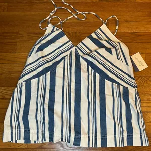 Universal Thread Navy and Cream Striped Tank Top thumbnail 1