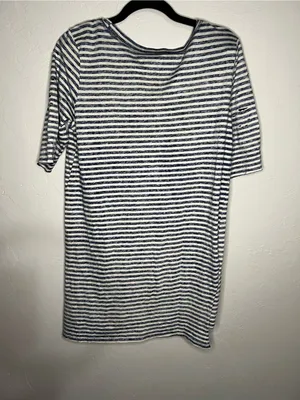 We The Free People Tommy Destroyed Blue White Striped Grunge Edgy Tshirt‎ thumbnail 7