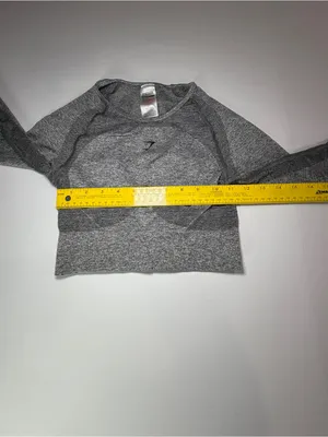 Gymshark Flex Long Sleeve Crop Top in charcoal gray marl, featuring thumbholes thumbnail 3