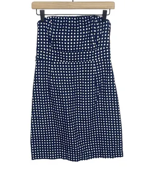 Vineyard Vines navy blue strapless dress size 2 EUC eyelet thumbnail 2