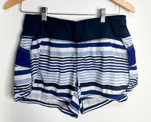 Athleta Womens Athletic Striped Lined‎ Blue/White Shorts Size XS thumbnail 1