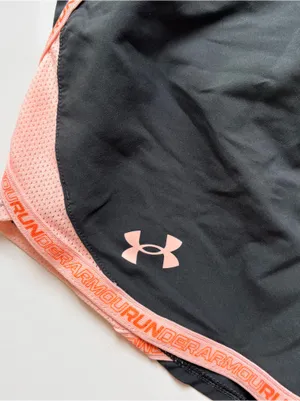 Under Armour Women's Charcoal Running Shorts with Coral Trim thumbnail 2