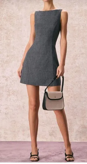 Rihoas Grey Boat Neck Sleeveless Dress thumbnail 4