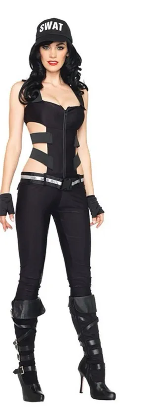 Leg Avenue women’s one piece jumper swat Halloween costume with belt sm thumbnail 1