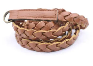 Brown Braided Vegan Leather Belt Thin w/ Ring Closure Boho Cottagecore Y2K Retro thumbnail 1