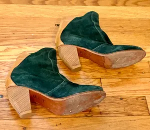 J Shoes Ranch 2 Green Suede Leather Zipper Ankle Boots Booties Women’s Size 7 thumbnail 1