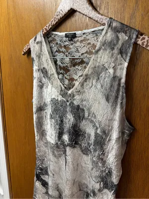 Komarov Lace-Up Back Charmeuse Sleeveless Maxi Dress Watercolor Floral Large thumbnail 10